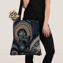 Boho Chic Mörk blått Paisley Mönster