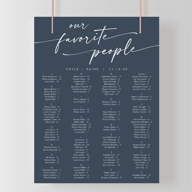 Boho Chic Mörk Blått utskrivbart sittdiagram Poster (Skapare uppladdad)