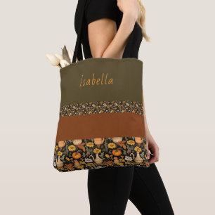 Boho-Chic Mörk grönt- och rousttot-säck Tygkasse