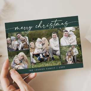 Boho Chic Mörk grönt Photo Boho God jul Julkort