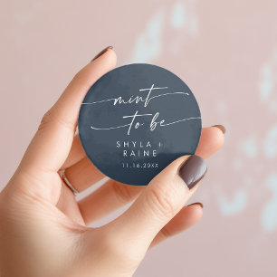 Boho Chic Mörk Marinblå Mint To Be Favor Klistermä Runt Klistermärke