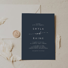 Boho Chic Mörk Navy Blue Avslappnad Bröllop Inbjudningar