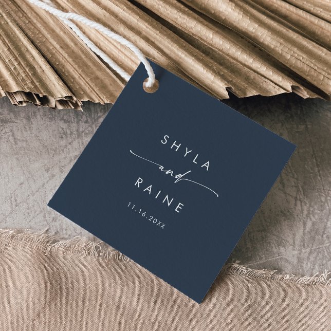 Boho Chic Mörk Navy Blue Bröllop Gåvor Etiketter (Skapare uppladdad)