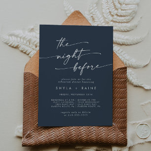 Boho Chic Mörk Navy Blue Rehearsal Dinner Inbjudan
