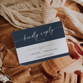 Boho Chic Mörk Navy Blue Simple Bröllop OSA Kort