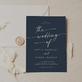 Boho Chic Mörk Navy Blue the Bröllop of Inbjudningar