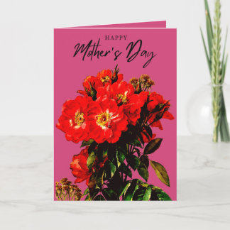 Boho Chic Mors dag Röd ros Bouquet Magenta Kort