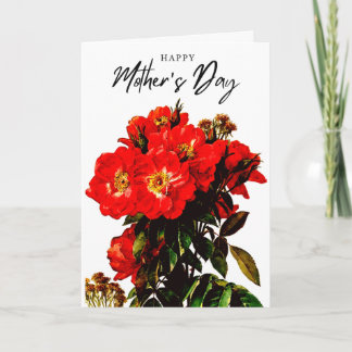 Boho Chic Mors dag Röd ros Bouquet White Kort