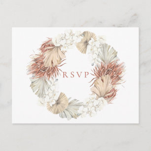 Boho-Chic Naturlig Krans Bröllop RSVP Sångförfråga Inbjudan Vykort