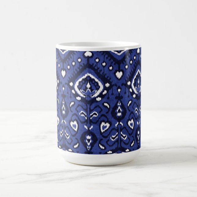Boho chic navy blue and white ikat tribal mönster mugg (Center)