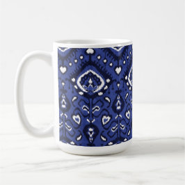 Boho chic navy blue and white ikat tribal mönster mugg