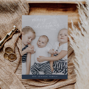 Boho Chic Navy Blue Cute Unique Photo Jul Julkort