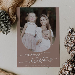Boho Chic Neutral Foto Boho Familj Jul Julkort