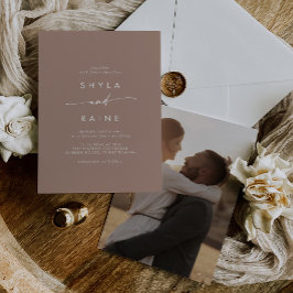 Boho Chic Neutral Taupe Bröllopsfotografi Inbjudningar