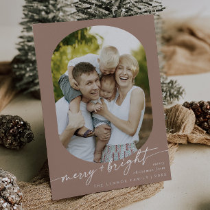 Boho Chic Neutralt Merry Bright Photo jul Julkort