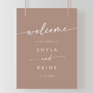Boho Chic Neutralt Taupe DIY Bröllop Välkomsttecke Poster