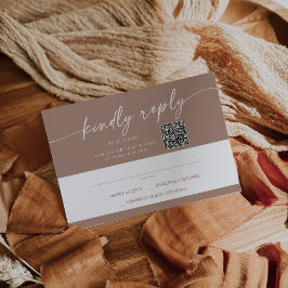 Boho Chic Neutralt Taupe Mail In och QR-kod OSA Kort