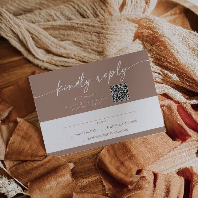 Boho Chic Neutralt Taupe Mail In och QR-kod OSA Kort (Skapare uppladdad)