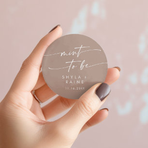 Boho Chic Neutralt Taupe Mint to be Favant Sticker Runt Klistermärke