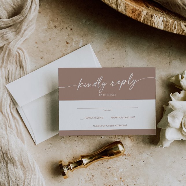 Boho Chic Neutralt Taupe Simple Bröllop OSA Kort (Skapare uppladdad)