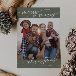 Boho Chic Oliv grönt Family Photo Cute-julen Julkort