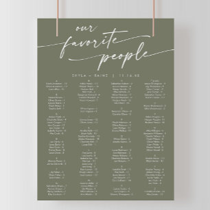 Boho Chic Oliv grönt utskrivbart sittdiagram Poster