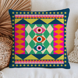 BOHO Chic onda ögon Abstrakt Maximalist Färgrik Kudde