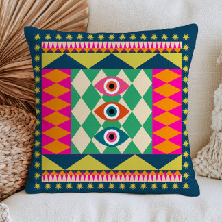 BOHO Chic onda ögon Abstrakt Maximalist Färgrik Kudde