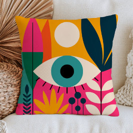 BOHO Chic Ondskans Öga Illustration Fet Maximalist Kudde