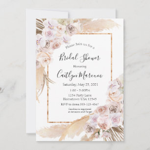 Boho chic orchid pampas-gräs möhippa inbjudningar