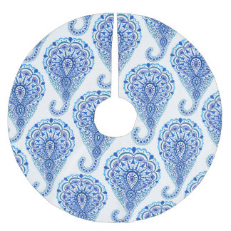 Boho Chic Paisley Seamless Oriental Julgransmatta Borstad Polyester