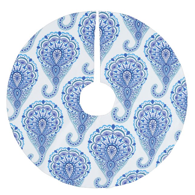 Boho Chic Paisley Seamless Oriental Julgransmatta Borstad Polyester (Framsidan)