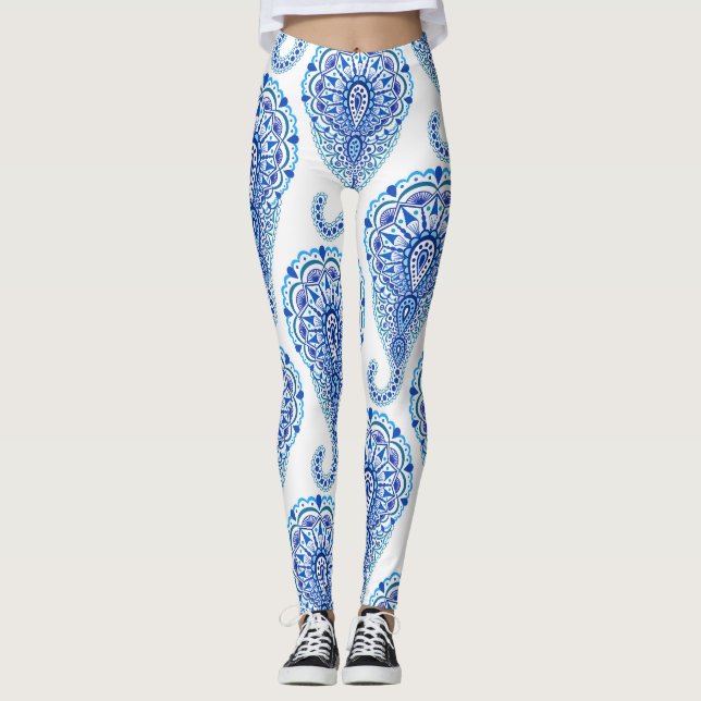 Boho Chic Paisley Seamless Oriental Leggings (Framsida)