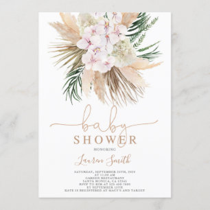 Boho chic Pampas Grass Baby Shower Inbjudningar