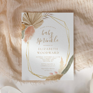 Boho Chic Pampas Grass Baby Sprinkle-inbjudan Vykort