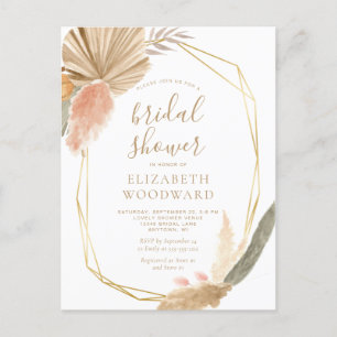 Boho Chic Pampas Grass Bröllopsdusch Inbjudan