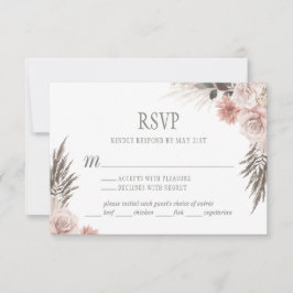 Boho Chic Pampas Grass Rosa Sage Blommigt Bröllop OSA Kort