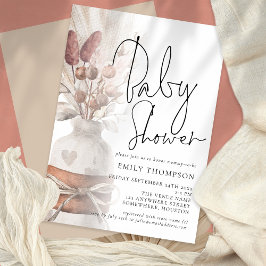 Boho Chic Pampas Grass Script Baby Shower  Inbjudningar