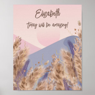 Boho Chic Pastel Pampas Grass Nature Anpassningsba Poster