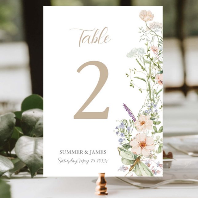 Boho Chic Pastel WildblomBlommigt Garden Wedding Bordsnummer (Skapare uppladdad)