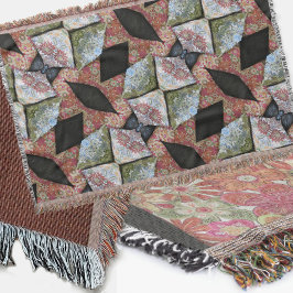 Boho Chic Patchwork Mönster Earthy Multi Färg Filt