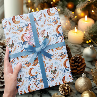 Boho Chic Personlig Svällning Papper med Blommigt Presentpapper