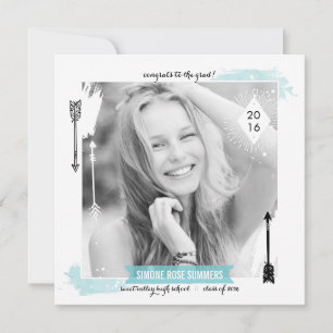 Boho Chic Photo Tillkännagivande för studenten Meddelande