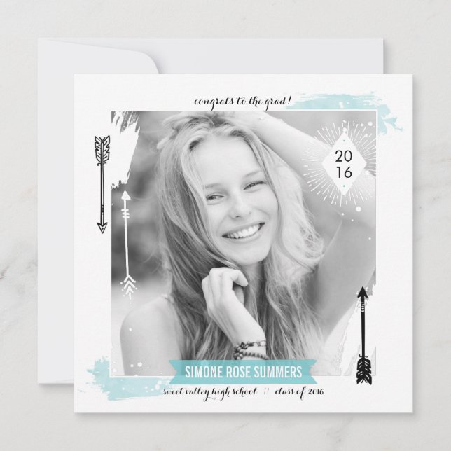 Boho Chic Photo Tillkännagivande för studenten Meddelande (Framsida)