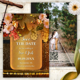 Boho Chic Photo Vin Thed Save Date Card Inbjudningar