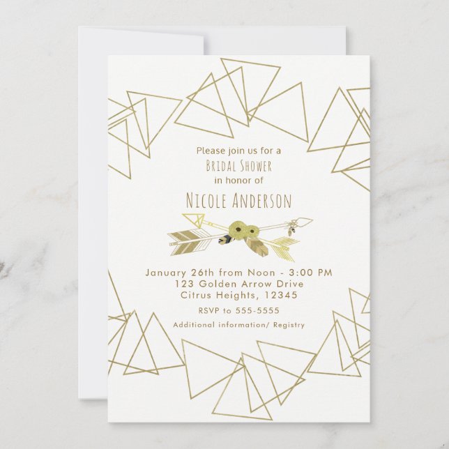 Boho Chic Pilar & Guld Geometriska Trianglar Moder Inbjudningar (Framsida)