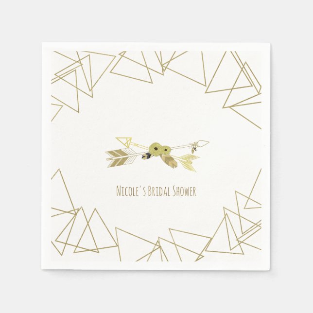 Boho Chic pilar och guld geometriska trianglar mod Pappersservett (Framsidan)