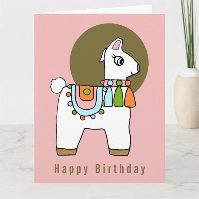 Boho chic pinata llama BIrthday Card Kort (Framsida)