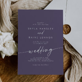 Boho Chic Plum Lila Bröllop Inbjudningar