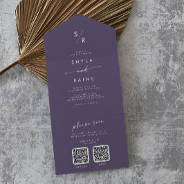 Boho Chic Plum Lila Dual QR Code Bröllop
